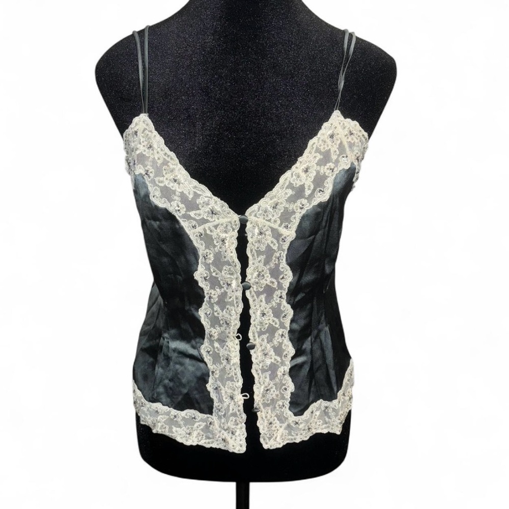 Elegant Grey and Cream Lace Trim Camisole